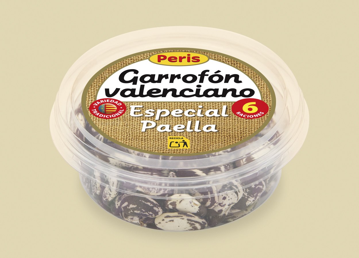 Tarrina de auténtico garrofón valenciano Vicente Peris, especial paella.